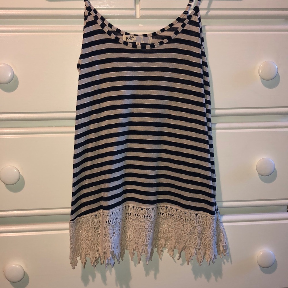Blue and Cream Striped Tank Top